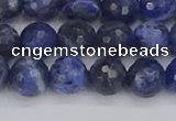 CSO560 15.5 inches 8mm faceted round sodalite gemstone beads