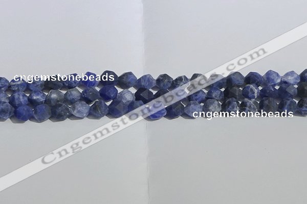 CSO566 15.5 inches 8mm faceted nuggets matte sodalite beads