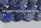 CSO567 15.5 inches 10mm faceted nuggets matte sodalite beads