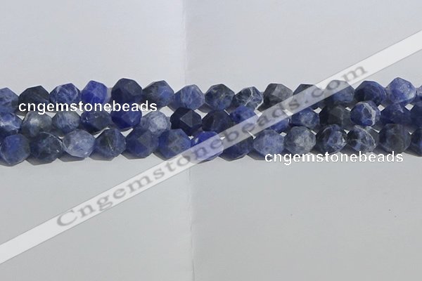 CSO568 15.5 inches 12mm faceted nuggets matte sodalite beads