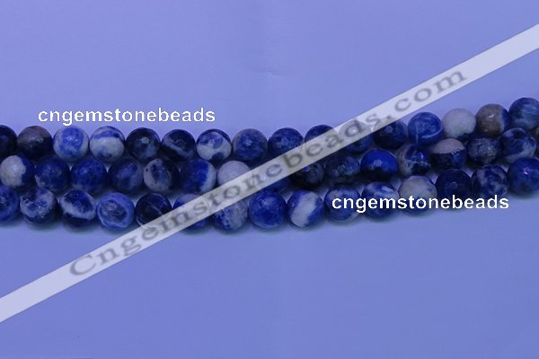 CSO624 15.5 inches 12mm faceted round AB grade sodalite beads