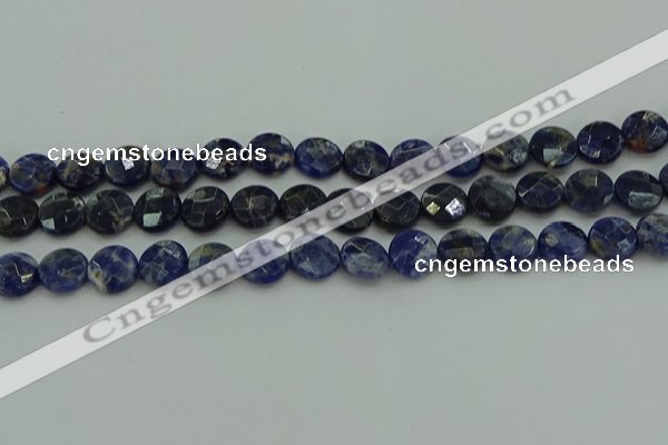 CSO706 15.5 inches 12mm faceted coin sodalite gemstone beads