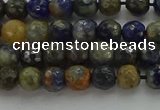 CSO751 15.5 inches 6mm faceted round orange sodalite beads