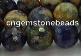 CSO755 15.5 inches 14mm faceted round orange sodalite beads