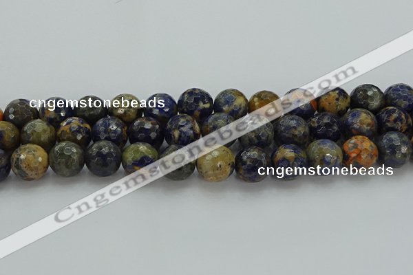 CSO756 15.5 inches 16mm faceted round orange sodalite beads