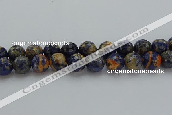 CSO757 15.5 inches 18mm faceted round orange sodalite beads