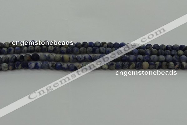 CSO800 15.5 inches 4mm round matte orange sodalite gemstone beads