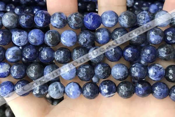 CSO848 15 inches 10mm faceted round sodalite beads wholesale