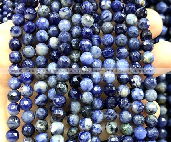 CSO940 15 inches 6mm faceted round sodalite beads wholesale