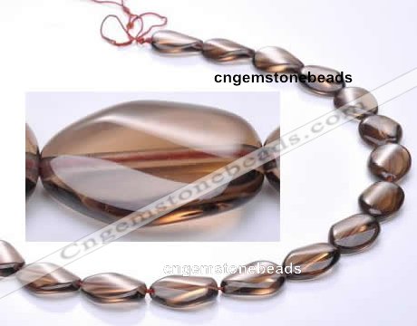 CSQ02 10*14mm twisted oval natural smoky quartz beads Wholesale