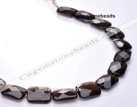 CSQ07 15*20mm faceted rectangle natural smoky quartz beads