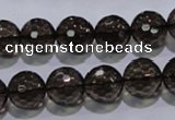 CSQ104 15.5 inches 12mm faceted round grade AA natural smoky quartz beads