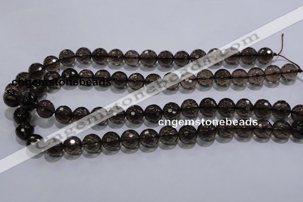 CSQ104 15.5 inches 12mm faceted round grade AA natural smoky quartz beads