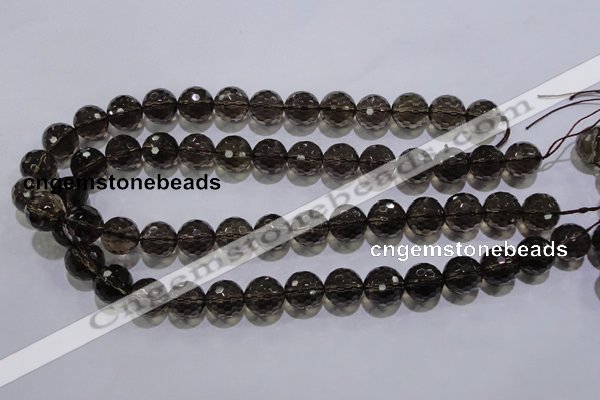 CSQ105 15.5 inches 14mm faceted round grade AA natural smoky quartz beads