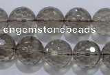 CSQ106 15.5 inches 16mm faceted round grade AA natural smoky quartz beads