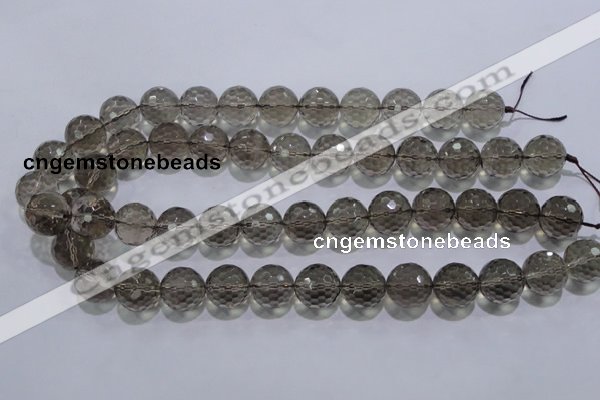 CSQ106 15.5 inches 16mm faceted round grade AA natural smoky quartz beads