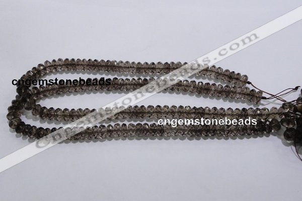 CSQ110 5*10mm faceted rondelle grade AA natural smoky quartz beads