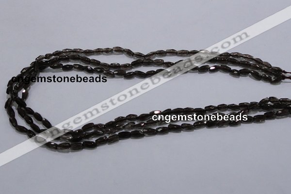 CSQ112 4*7mm faceted rice grade AA natural smoky quartz beads