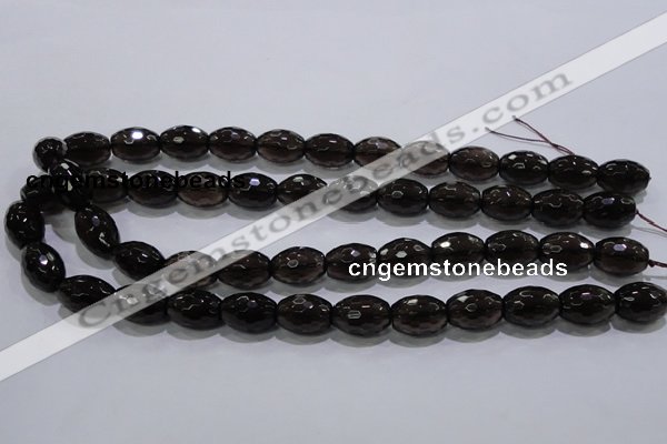 CSQ113 12*16mm faceted rice grade AA natural smoky quartz beads