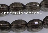 CSQ114 12*18mm faceted rice grade AA natural smoky quartz beads