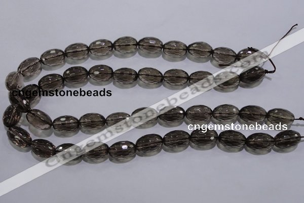 CSQ114 12*18mm faceted rice grade AA natural smoky quartz beads