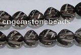 CSQ116 9*12mm twisted rice grade AA natural smoky quartz beads