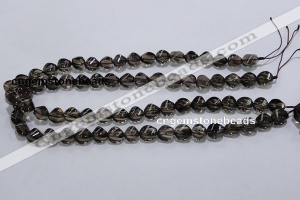CSQ116 9*12mm twisted rice grade AA natural smoky quartz beads