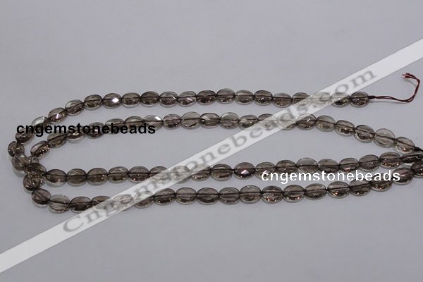 CSQ117 8*10mm facetad oval grade AA natural smoky quartz beads