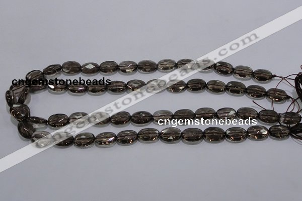 CSQ118 10*14mm facetad oval grade AA natural smoky quartz beads