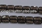 CSQ120 10*10mm facetad square grade AA natural smoky quartz beads