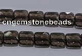 CSQ120 10*10mm facetad square grade AA natural smoky quartz beads
