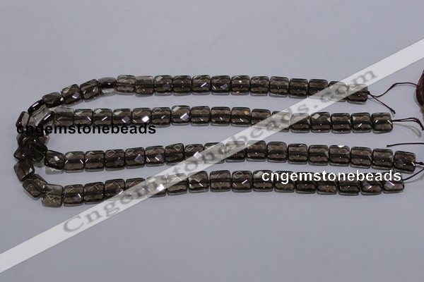 CSQ120 10*10mm facetad square grade AA natural smoky quartz beads