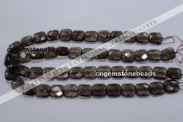 CSQ121 15*15mm facetad square grade AA natural smoky quartz beads