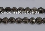 CSQ122 8mm faceted flat round grade AA natural smoky quartz beads