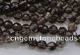 CSQ130 15.5 inches 6mm faceted round grade AA natural smoky quartz beads