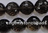 CSQ133 15.5 inches 18mm faceted round grade AA natural smoky quartz beads