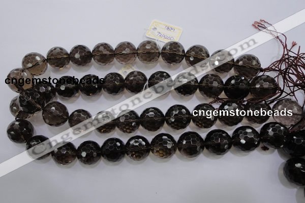 CSQ133 15.5 inches 18mm faceted round grade AA natural smoky quartz beads