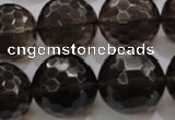 CSQ134 15.5 inches 20mm faceted round grade AA natural smoky quartz beads