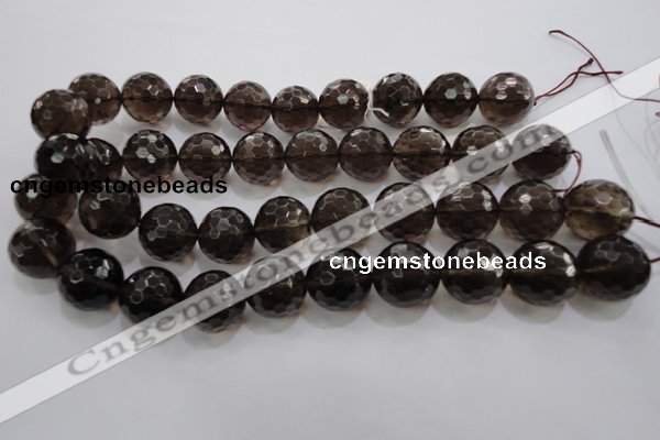 CSQ134 15.5 inches 20mm faceted round grade AA natural smoky quartz beads