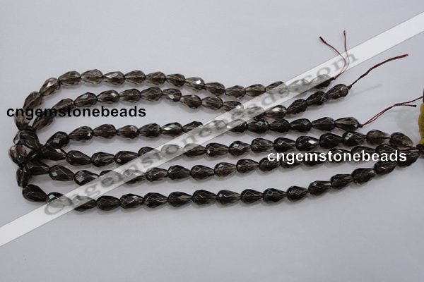 CSQ135 8*12mm faceted teardrop grade AA natural smoky quartz beads