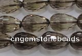 CSQ138 12*18mm faceted teardrop grade AA natural smoky quartz beads