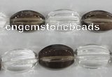 CSQ150 15.5 inches 12*18mm rice white crystal & smoky quartz beads