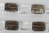 CSQ157 15.5 inches 12*16mm rectangle white crystal & smoky quartz beads