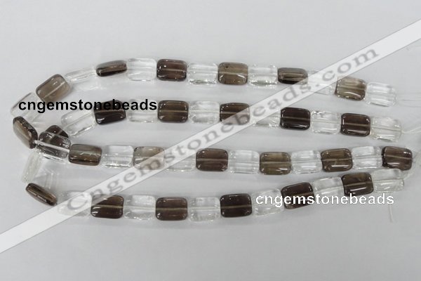 CSQ157 15.5 inches 12*16mm rectangle white crystal & smoky quartz beads