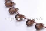 CSQ18 6*10mm faceted teardrop A grade natural smoky quartz beads