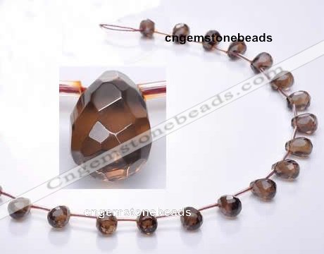 CSQ19 A grade 8*14mm faceted teardrop natural smoky quartz beads