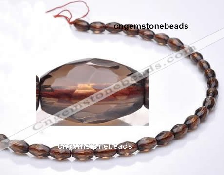 CSQ21 8*13mm faceted rice natural smoky quartz beads wholesale