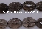 CSQ210 13*18mm faceted oval grade AA natural smoky quartz beads