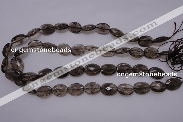 CSQ210 13*18mm faceted oval grade AA natural smoky quartz beads