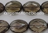 CSQ211 15*20mm faceted oval grade AA natural smoky quartz beads